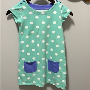 Green and white polkadot jumping bean dress